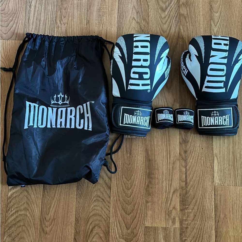 12 oz boxing gloves with a bag and hand wraps